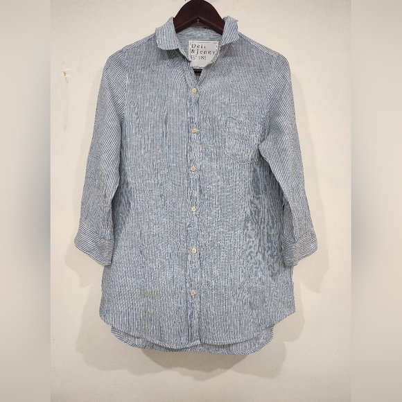 Deli & Jenny Tops - Strip linen Women Shirt